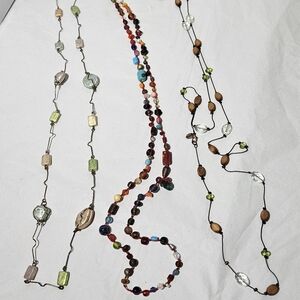Bundle of 3 Colorful Multi Beaded Bead Necklaces
